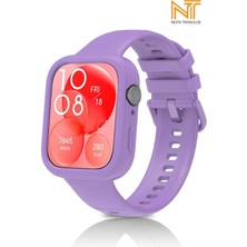Huawei Watch Fit 3 Uyumlu Yumuşak Renkli Silikon Kasa Koruyucu Jel Silikon Kordon (Set)