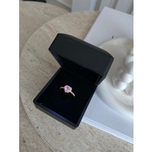 Işıklı Kutuda Ayarlanabilir Ciddi Ilişki Kalpli Gold Pembe Yüzük