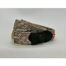 Babbelt Elastik Örgü Çocuk Kemeri Kahverengi/Beyaz Kırçıllı