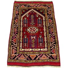 El Dokuma Koleksiyonluk Mihraplı 100X150 Ayvacık Halısı Kök Boya