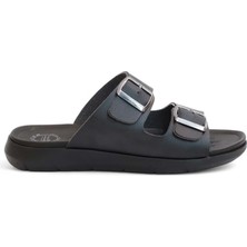 2169-GZR Çift Tokalı Tam Anatomik Tabanlı Günlük,umre ve Hac Için Uyumlu Erkek Terlik - NKT02169-SIYAH-40