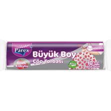 Parex Büzgülü Çöp Poşeti Büyük Boy 65 x 70 cm 10 Adet - Beyaz / Kırmızı