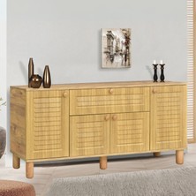 Helena 4 Kapaklı 1 Çekmeceli Konsol – Atlantik Çam Renk |Geniş Depolama Alanı 160x44x80 cm 

