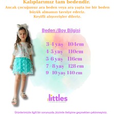 Kız Çocuk Simli Kelebek Baskılı Beli Lastikli Eteği Astarlı Pamuklu Kumaş Yeşil Renk Alt Üst Etekli Takım