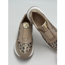 Hakiki Deri Leopar Desenli Kadın Sneaker