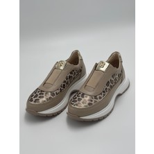 Hakiki Deri Leopar Desenli Kadın Sneaker