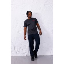 Erkek Battal Beden Antrasit Bisiklet Yaka T-Shirt Alt-Üst Takımı - 101