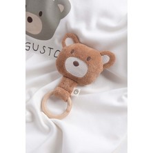 Little Gusto Ahşap Saplı Diş Kaşıyıcı ve Kahve Çıngırak Ayıcık