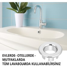 Parlak Krom Görünümlü Lavabo Taşma Yüzüğü - Dayanıklı Metal Evye Taşma Halkası 2 Adet