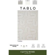 Tablo TL005A Krem Halı Geometrik Desen Antialerjik Pamuk Taban Yıkanabilir Salon Halısı Yatak Odası