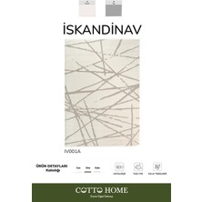 Iskandinav IV001A Krem Halı Bej Detaylı Modern Antialerjik Pamuk Taban Salon Halısı Yatak Odası