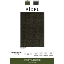 Pıxel PX004A Yeşil Halı Modern Şönil Yıkanabilir Pamuk Taban Salon Halısı Yatak Odası Koridor