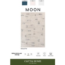 Moon MO107M Krem Halı Modern Lacivert Detaylı Akrilik Pamuk Taban Salon Halısı Yatak Odası