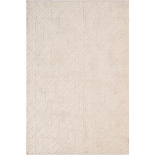 Crown CR005W Krem Halı Modern Detaylı Pamuk Taban Akrilik Tozuaz Salon Yatak Odası Koridor Halısı