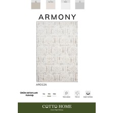 Armony AR012A Beyaz Halı Modern Desenli Akrilik Pamuk Taban Tozu Az Salon Halısı Yatak Odası Koridor