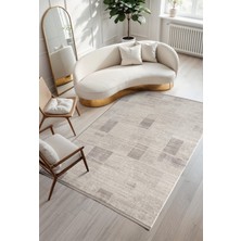 Armony AR016G Grı Halı Modern Desenli Akrilik Pamuk Taban Tozu Az Salon Halısı Yatak Odası Koridor