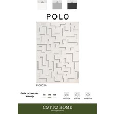 Polo PO003A Beyaz Halı Geometrik Desenli Antialerjik Pamuk Taban Salon Halısı Yatak Odası Koridor