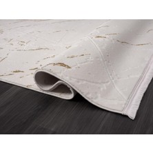 Scala SC009A Beyaz Halı Modern Desenli Tozu Az Akrilik Salon Halısı Yatak Odası Mutfak Koridor