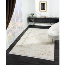 Feel FL004S Krem Halı Modern Desen Akrilik Tozu Az Pamuk Taban Salon Halısı Yatak Odası Koridor