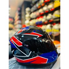 Fazer Siyah Vizör Rush Blue Red White Full Face Güneş Vizörlü Motosiklet Kaskı