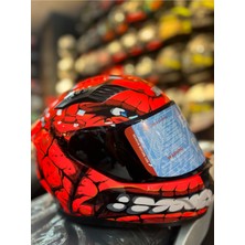 Fazer Siyah Vizör Fantastic Red Shinny Full Face Güneş Vizörlü Motosiklet Kaskı