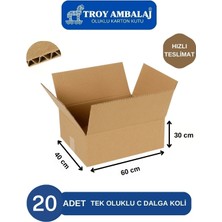 60X40X30 Tek Oluklu Kutu C Dalga (20 Adet) Taşıma Taşınma Kolisi Boş Karton