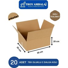 35X35X20 Tek Oluklu Kutu C Dalga (20 Adet) Taşıma Taşınma Kolisi Boş Karton