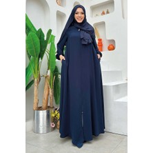 Fermuarlı Kol Manşetleri Büzgülü Mevlana Ferace 6007 Lacivert