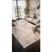 Moon MO106K Krem Halı Modern Gri Detaylı Akrilik Pamuk Taban Salon Halısı Yatak Odası Koridor