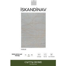 Iskandinav IV001K Gri Halı Bej Detaylı Modern Antialerjik Pamuk Taban Salon Halısı Yatak Odası