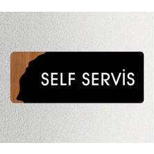 Self Servis - Ofis Kapı Isimliği, Yönlendirme Levhası 26X10CM - Siyah & Ceviz