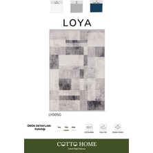 Loya LY005G Gri Halı Geometrik Desenli Antialerjik Pamuk Taban Salon Halısı Yatak Odası Koridor