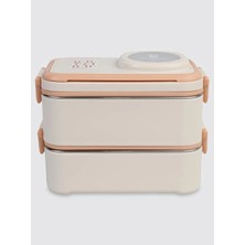 Uzspace VGN-8023-8052 Paslanmaz Çelik Yemek Kabı - Lunch Box  1200 ml Peach Whıte
