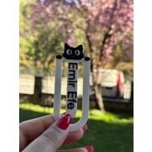 Isme Özel Siyah Minik Kedi Kitap Ayracı