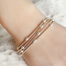 YB-867-B-GO 58-60MM Moda Takı Kadın Charm Hediye Metal Karbon Çelik Tel Bahar Topu Çok Katmanlı Kombinasyon Karışık Renk Bahar Bilezik Seti (Yurt Dışından)