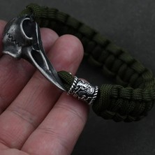 Ejderha 3 Uzunluk 19 cm Odin Karga Iskelet Bilezik Vikings Kartal Kafası Kolye Rune Boncuk Paracord Halat Iskandinav Korsanları Rune Valknut Muska Takı Hediye (Yurt Dışından)