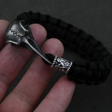 Ejderha Uzunluğu 19 cm Odin Karga Iskelet Bilezik Vikings Kartal Kafası Kolye Rune Boncuk Paracord Halat Iskandinav Korsanları Rune Valknut Muska Takı Hediye (Yurt Dışından)