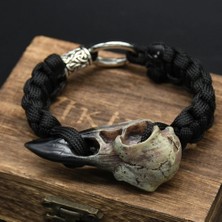 Ejderha Uzunluğu 19 cm Odin Karga Iskelet Bilezik Vikings Kartal Kafası Kolye Rune Boncuk Paracord Halat Iskandinav Korsanları Rune Valknut Muska Takı Hediye (Yurt Dışından)