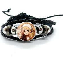 Stil 9 Anime Manga Şeker Desen Deri Bileklik Cam Kubbe Snap Düğmesi Bilezik ve Bilezikler Moda Kadın Erkek Takı (Yurt Dışından)