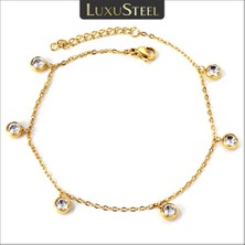 132G Kaktüs Luxusteel Paslanmaz Çelik Halhal Kadınlar Için Altın Kaplama Yuvarlak Taşlı Kristal Rhinestone Charm   Ayak Zinciri Plaj Takı (Yurt Dışından)