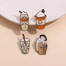 W8498 Iskelet Hayalet Kahve Fincanı Emaye Pimleri Uzay Gemisi Buz Kahve Ölüm Maskesi Broş Rozeti Trendy Punk Yaka Takı Cadılar Bayramı Hediye (Yurt Dışından)