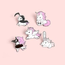 Stil 3 Mor Çalışan Testere Iskelet Maskesi Unicorn Karikatür Emaye Pin Yaratıcı Broş Rozet Pin Takı Giyim Çanta Aksesuarları Hediye (Yurt Dışından)