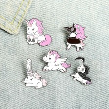 Stil 3 Mor Çalışan Testere Iskelet Maskesi Unicorn Karikatür Emaye Pin Yaratıcı Broş Rozet Pin Takı Giyim Çanta Aksesuarları Hediye (Yurt Dışından)