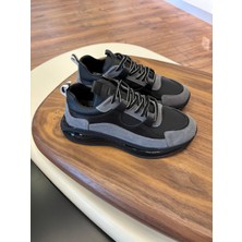 1098 Füme Siyah - Siyah Taban Hakiki Deri Erkek Sneakers