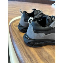1098 Füme Siyah - Siyah Taban Hakiki Deri Erkek Sneakers