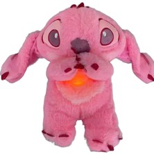 Lilo ve Stitch Nefes Alan Çocuk Peluş Sakinleştirici Oyuncak Karikatür Bebek Müzik Işık Uyku Oyuncağı Pembe Stitch (Yurt Dışından)