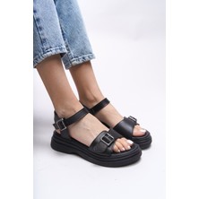 Riccon Kadın Sandalet Siyah Renkli Rahat Tasarım ile Günlük Kullanım İçin Uygun