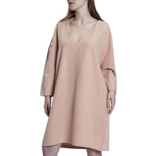 Taş Baskı Püsküllü Elbise Gül Pembe