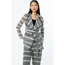 Ekol Kadın Içi Bluzlu Dantelli Beli Kuşaklı Ceket 4290 Siyah