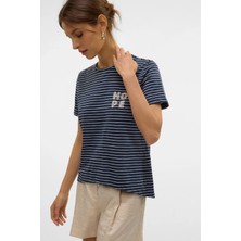 Vero Moda Kadın Vmsımone Kısa Kollu %100 Pamuk T-Shirt 10328170 Lacivert